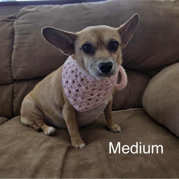 Crochet Pet Bandana With Matching Bag Holder Size Medium / Large - Picture 12 of 14